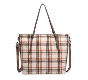 Jen & Co Ingrid Plaid Tote Bag with Removable Shoulder Strap